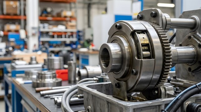 precision industrial freewheel clutch mounted in a mechanical drive assembly for power transmission, motion control, torque management, and automated manufacturing equipment