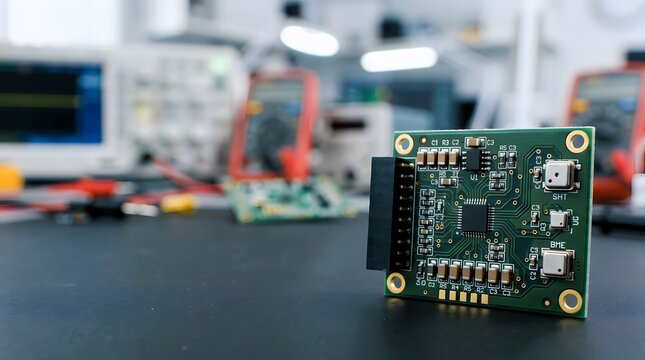 compact electronic environmental sensor module integrating humidity and pressure sensing components for smart monitoring, industrial automation, and embedded technology