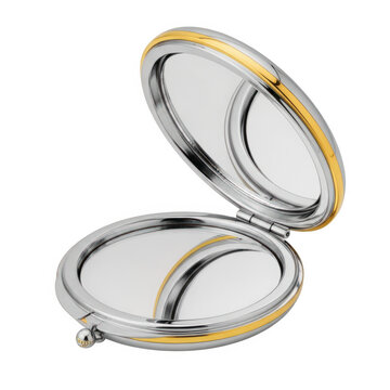 Open antique silver locket with gold trim
