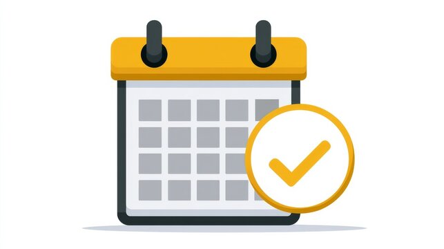 Calendar with a check mark indicating a completed task or event