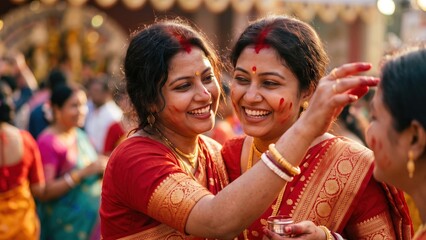 Fototapeta premium Sindoor Khela – Bengali Durga Puja Ritual
