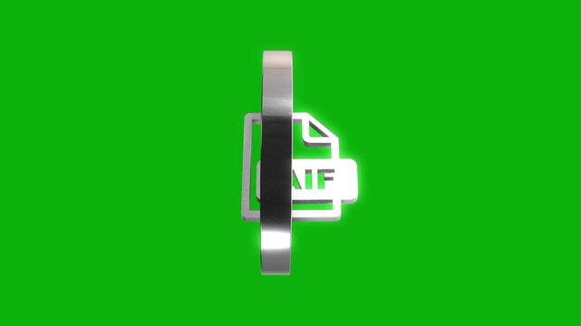 Animated 3d ai file format icon rotates in a circle on green screen.