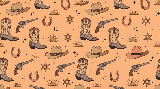 Cute cowboy pattern background design