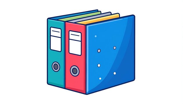 Cute Office Binder Folder Cartoon Flat Business Filing Icon for Workplace Organization