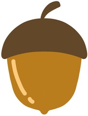 Brown Acorn Vector Illustration, Autumn Forest Nut on Transparent Background © 지혜 김