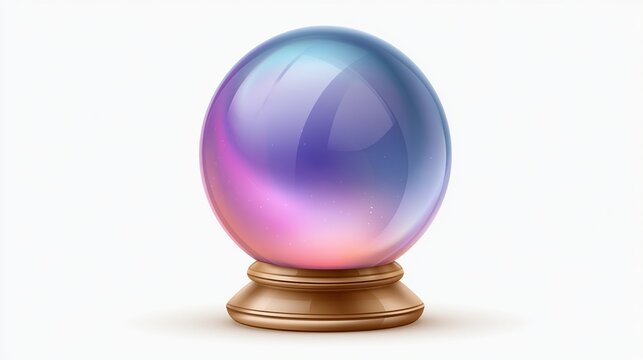 Mystical Crystal Ball with Swirling Nebula Colors on Stand