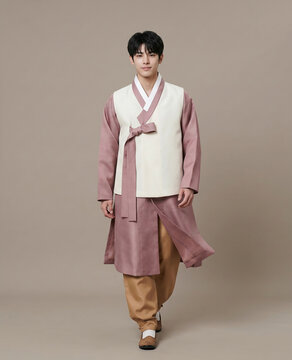 한복을 입고 서 있는 젊은 남성 / Young Man Standing in Traditional Hanbok