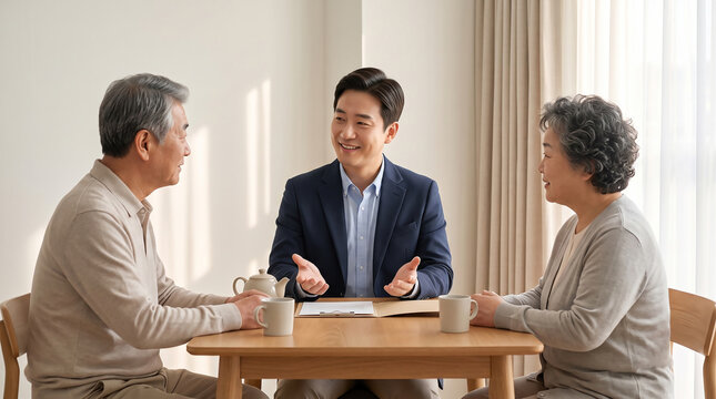 고객과 대화하는 비즈니스 상담 장면 / Business Consultant Talking with Clients