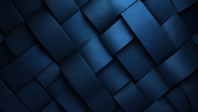 Intricate Woven Pattern in Deep Sapphire Blue With Subtle Sparkle Effect on a Dark Background Abstract 3D Render Close Up Macro Detail