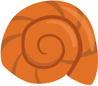 Orange Spiral Seashell Vector Illustration, Ocean Shell on Transparent Background