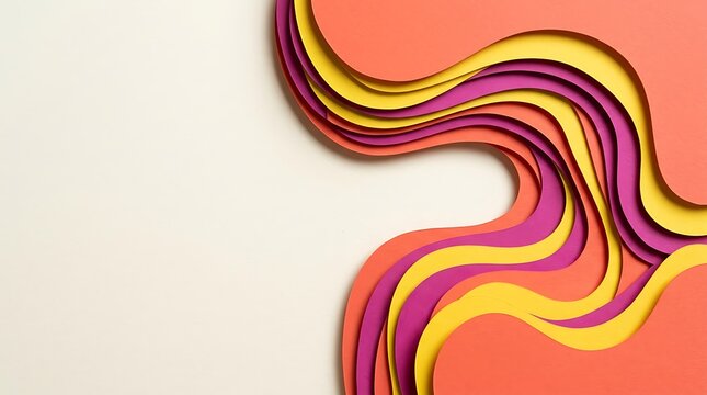 Colorful layered paper cut waves background
