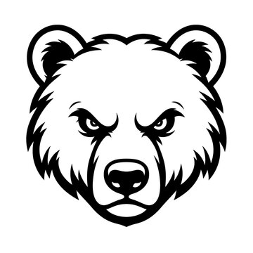 Bold Black and White Bear Head Mascot Logo