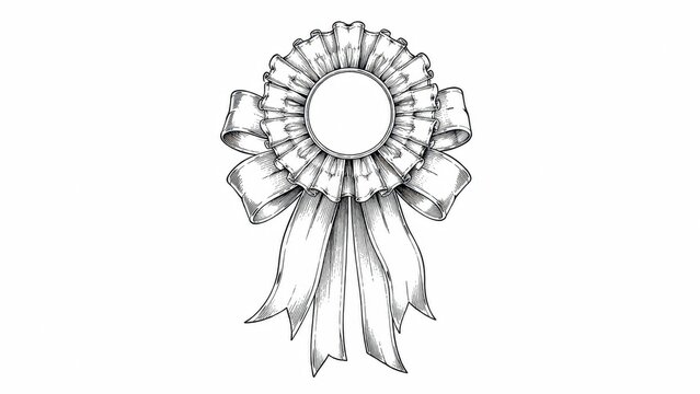 Vintage engraved award rosette ribbon with blank center