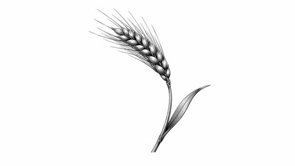 Obraz premium Black and white wheat ear botanical line drawing