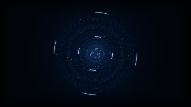 Blue futuristic AI circular HUD interface technology background seamless loop 4k cyber data radar motion graphics overlay