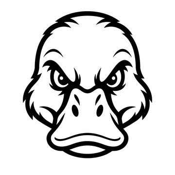 Bold Black and White Duck Head Mascot Logo