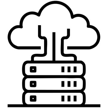 Minimal Cloud Storage Logo With Server Units And Futuristic Circuit Pattern Isolated on a Transparent or White Background
