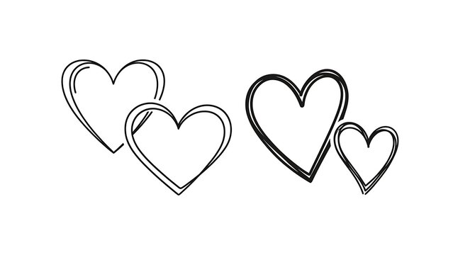 Two black intertwined hearts symbol on plain background