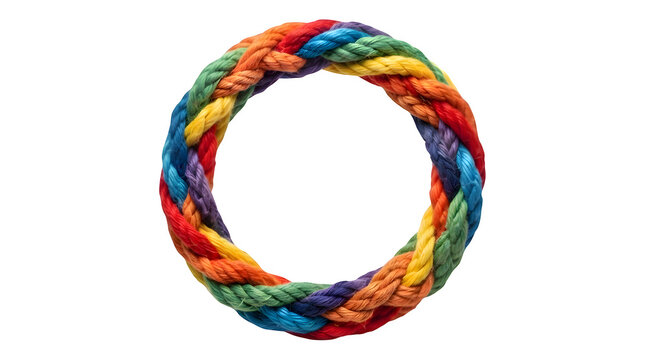 A colorful braided rope circle on transparent background