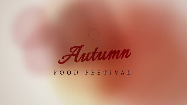 Autumn food festival animated title sequence over blurred background fading to black
