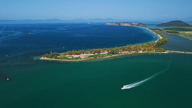 Aerial View of Drepano Beach and Lagoon, Igoumenitsa, Greece
