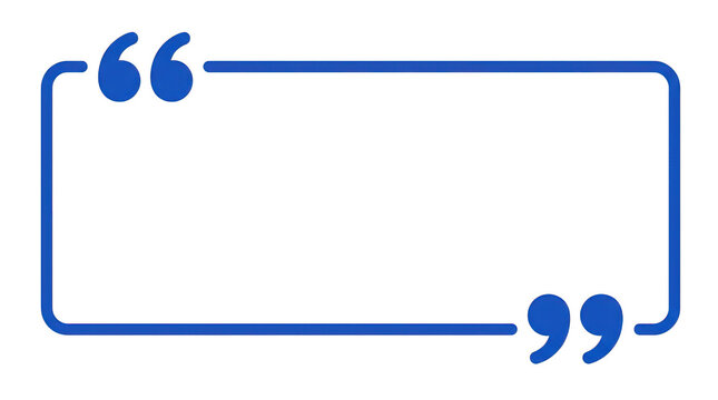 Blue speech bubble quote frame isolated on transparent background