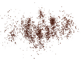 Fototapeta premium Instant coffee granules, soluble coffee scattered, isolated on white background, clipping, top view