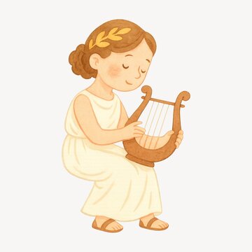 Child playing ancient Greek lyre.