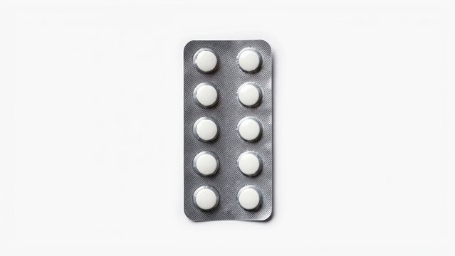 Blister pack with white medical pills for healthcare treatment medication pharmaceutical healthcare treatment