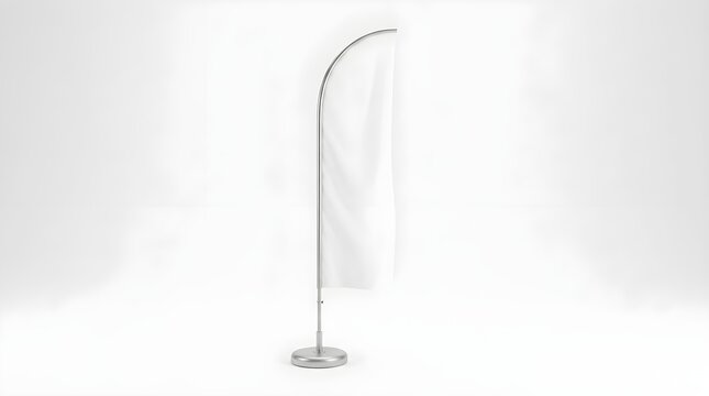 Minimalist Blank White Beach Feather Flag Mockup on Stand Object