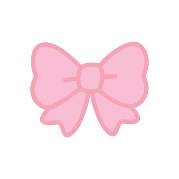 Pink bow ribbon isolated on clean background