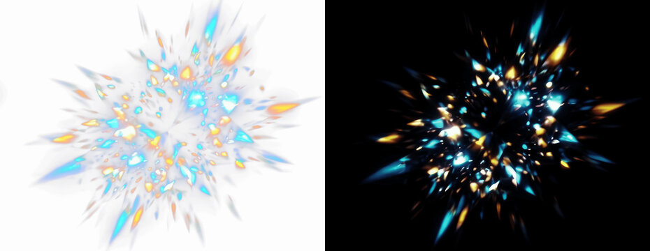 Abstract light refraction with colorful prismatic lens flare, sparkling crystal glass bokeh effect on white background, ethereal digital art element for festive celebration, luxury branding and modern