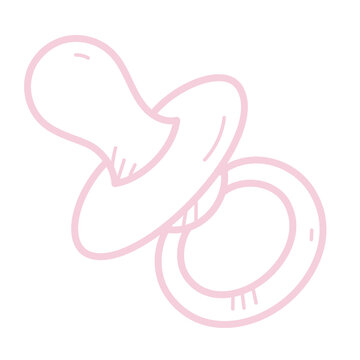 Pink baby pacifier icon isolated