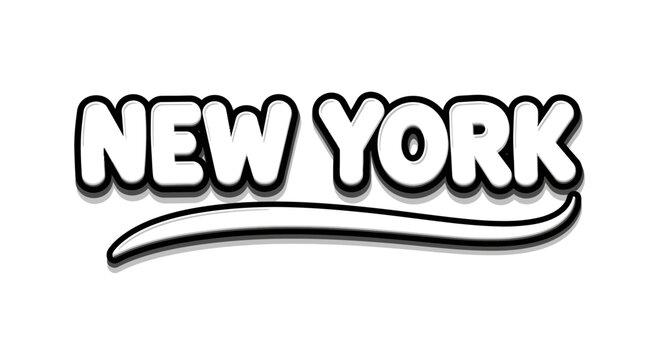New York Text Graphic with Shadow and Underline - Modern Design