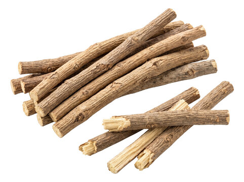 Natural Dried Mulethi Licorice Root Sticks PNG with Transparent Background