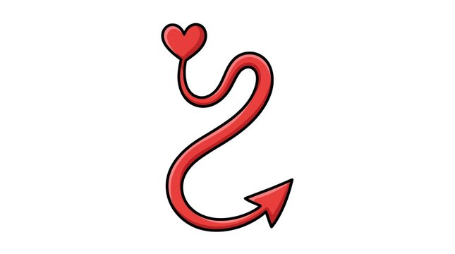 Red heart and arrow design with devil tail motif
