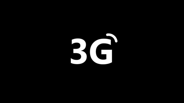 3G WIFI wireless icon , internet connection animation.network signal on black background for technology and communication