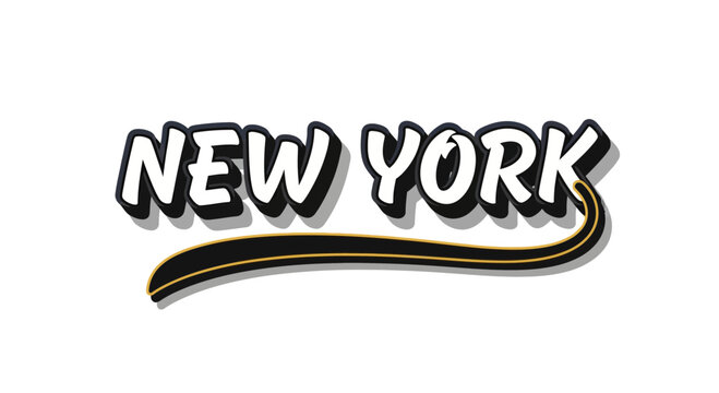 New York City text graphic with a stylish underline