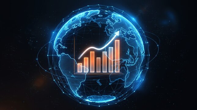 global business growth graph on earth
