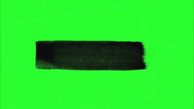 Black brush stroke rectangular shape animated on green background paint rectangle motion design element paint rectangle motion design element