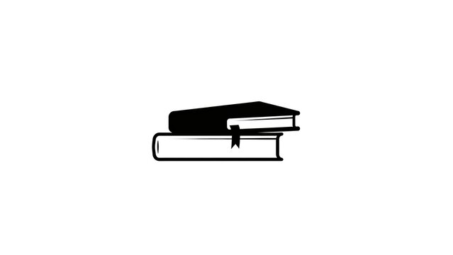 Black Stack Of Two Books Single Object Minimal Vector Silhouette Isolated On White Background