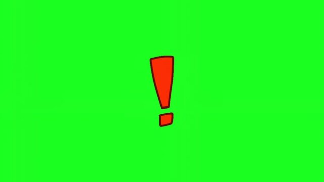 Red exclamation mark sign animated graphic on green screen alert warning attention important danger alert warning attention important danger