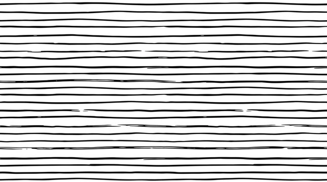 Hand Drawn Wavy Black Stripes on White Background, Abstract Pattern