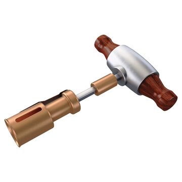 Antique Skull Trepan - Vintage trephine surgical drill tool with wooden T handle, isolated on a white background. 3D render image