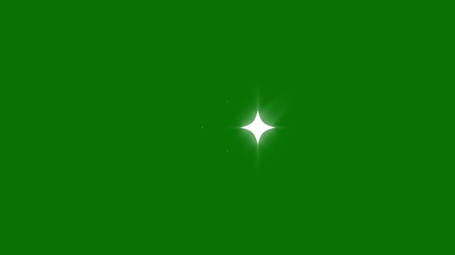 Luxury magical star glitter animation, elegant four stars twinkling, luminous doodle effects creating a dreamy fantasy celebration on green background, 4k video