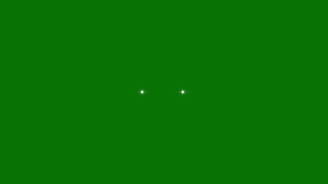 Sparkling white star twinkle animation with glowing doodle light effects, cute cartoon sparkle bursts, festive glitter particles and blinking four stars on green screen background, 4k