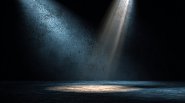 spotlight illuminating empty center space, dark luxury background, cinematic advertising style