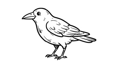 Obraz premium Crow Bird Doodle Simple Hand Drawn Vector Clipart