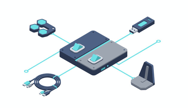 Smart home automation central hub connected to various electronic devices and accessories