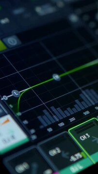 Vertical Glowing DJ Controller Screen With Dynamic Audio Waveform Visualization